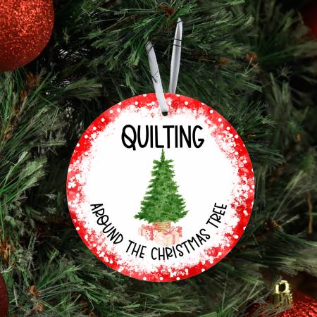 Quilting Around the Christmas Tree Metal Ornament