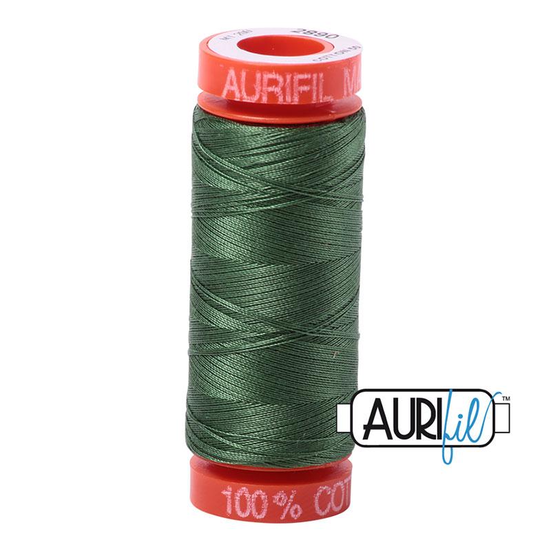 Aurifil 2890 Cotton Thread 50wt 220yds Very Dark Grass Green