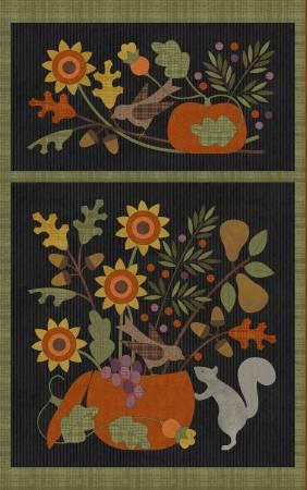 Black Autumn Harvest Panel 27in Flannel