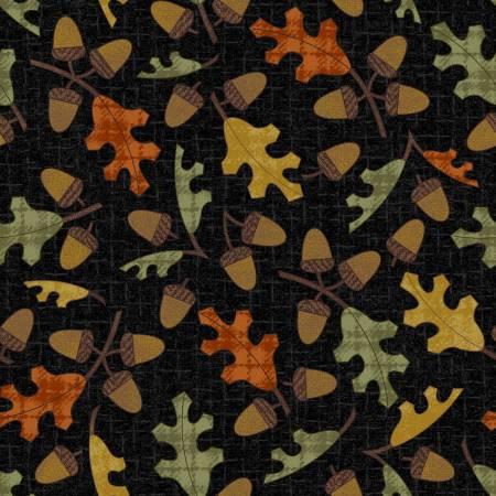 Black Leaves & Acorns Flannel