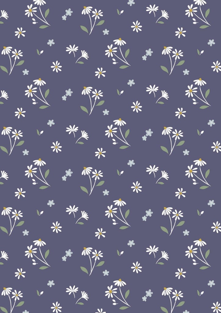 Floral Song - Daisies Dancing on navy blue - CC34.3