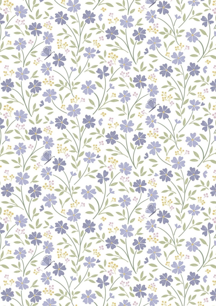 Floral Song - Little Blossom on lavender blue - CC33.3