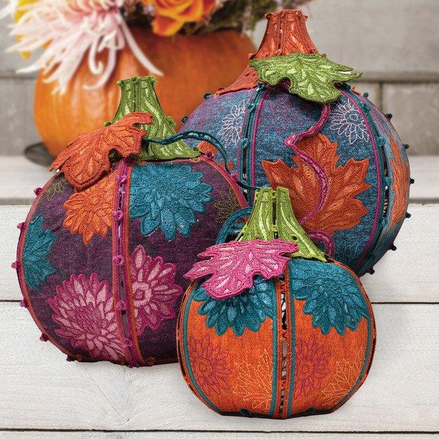 Freestanding Fall Floral Pumpkins USB