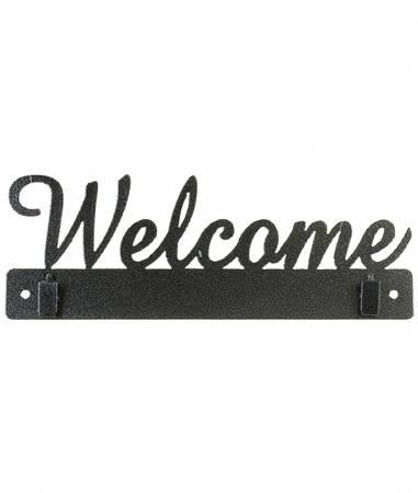 Hanger - 10in Welcome With Clips Charcoal