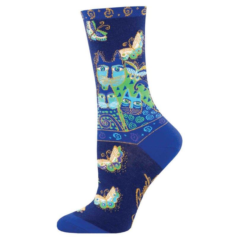 Laurel Burch Indigo Cats Blue Socks