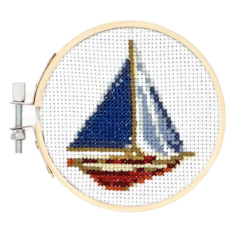 Mini Cross Stitch Emb Kit Sailboat