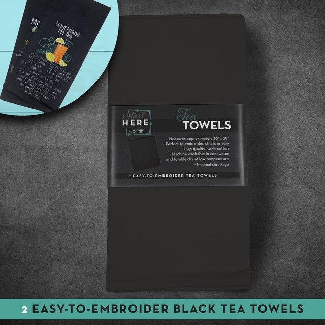 OESD Tea Towels - Black 2 Pack