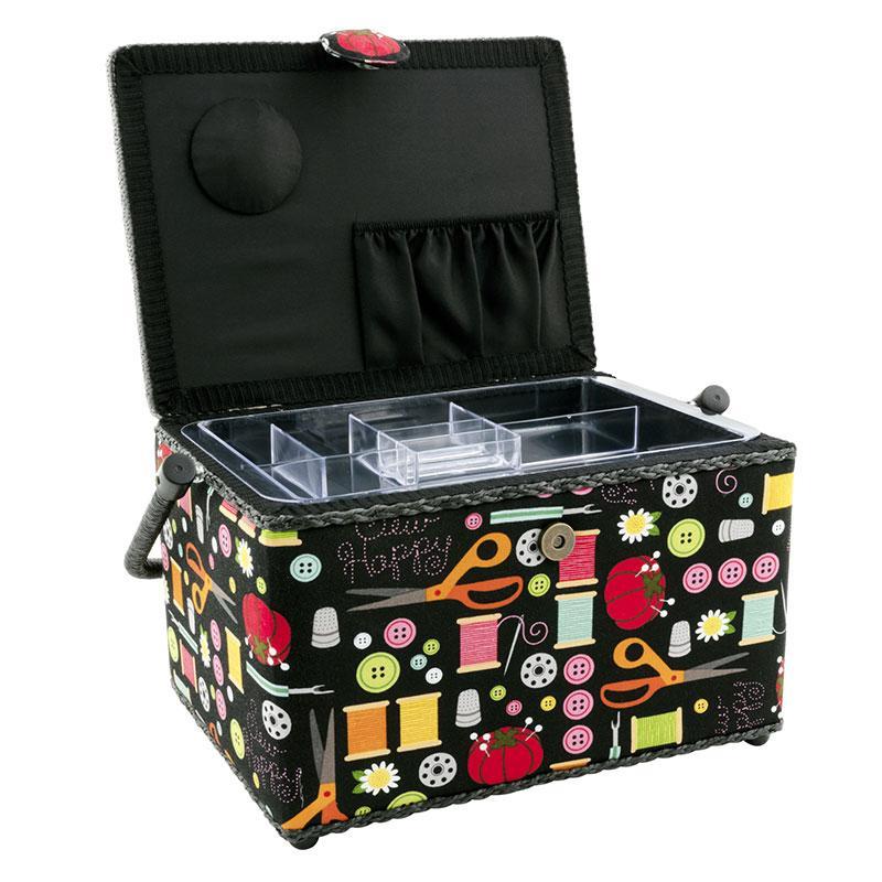 Sewing Basket Sew Print Black