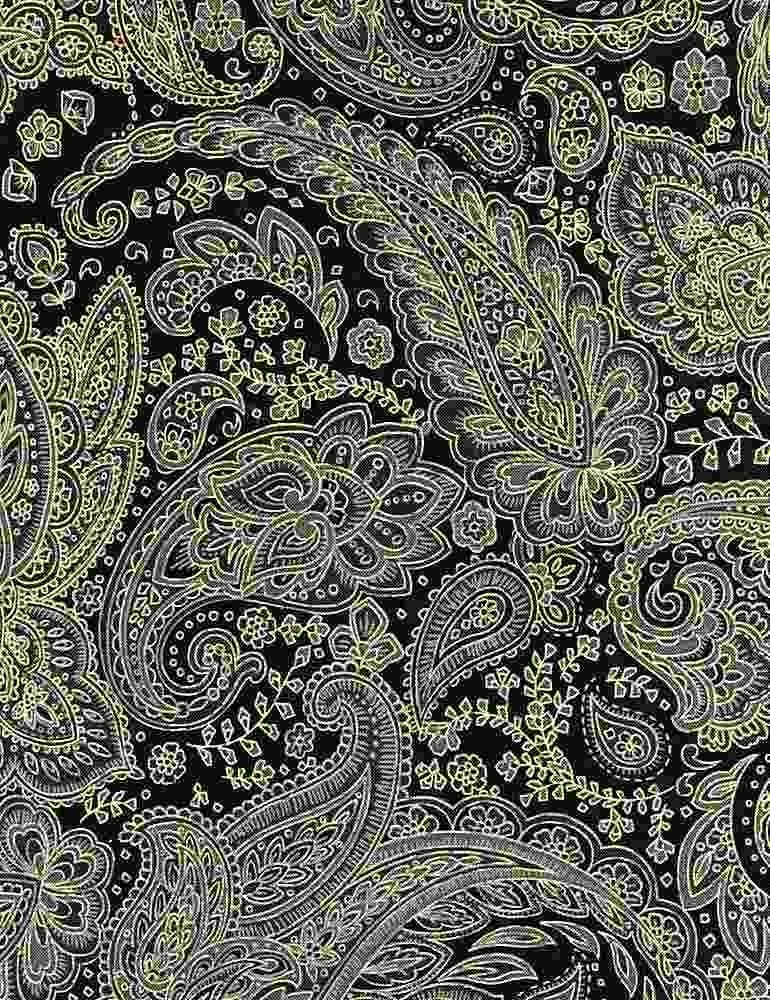 Silver and Gold Metallic Paisley CM 1002 Charcoal