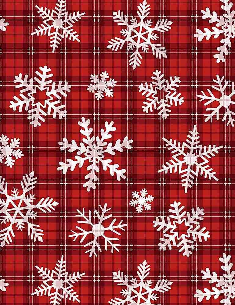 Snowflakes on Plaid CD1466 Red