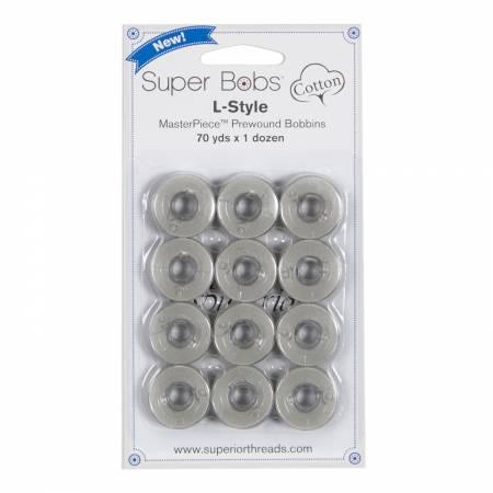 Super Bobs MasterPiece 70yd Prewound Bobbins 12ct L-Style Granite