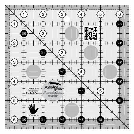 [CGR6LEFT] Creative Grids Left Handed Quilt Ruler 6-1/2in Square