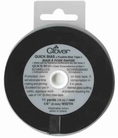 [700CV-BLK] Fusible Quick Bias Black 1/4in x 11yds