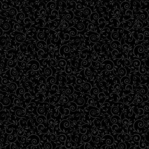 [189763] Hue C2355 Blk on Blk - Leafy Scroll Vine