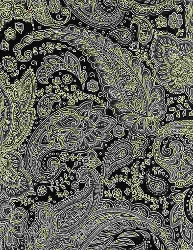 [417233] Silver and Gold Metallic Paisley CM 1002 Charcoal