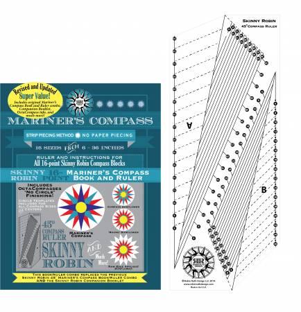 [RR183] Skinny Robin 16 Point Mariner's Compass Book and Ruler Combo