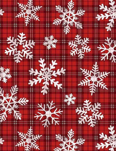 [290182] Snowflakes on Plaid CD1466 Red